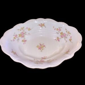 Johann Haviland Michele Vegetable Oval Bowl Porcelain 10.5 Floral Gold Rim Bavar
